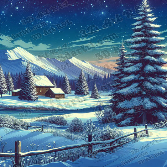 Nuit hivernal, 80 X 80 cm