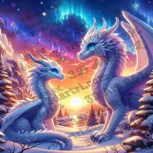 Snow dragon and son, 80 X 80 cm