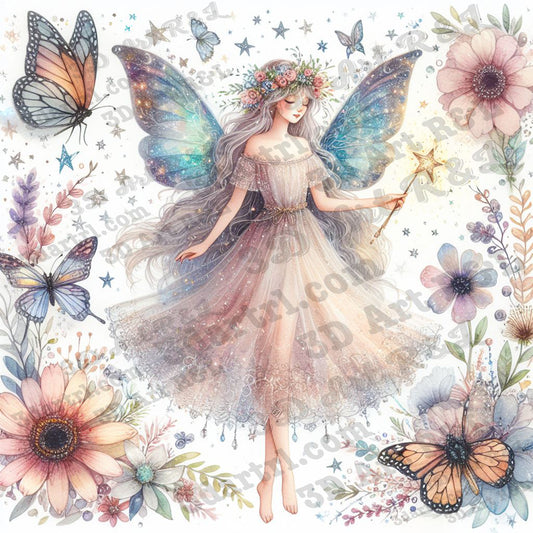 Pastel flower fairy, 80 X 80 cm