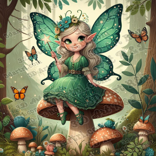 Green fairy, 80 X 80 cm