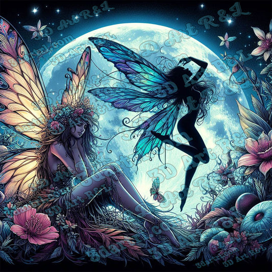 Moonlight fairies, 80 X 80 cm