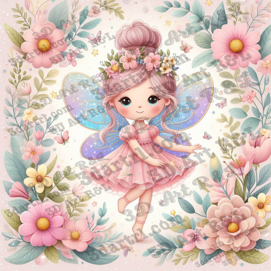 Happy flower fairy, 70 X 70 cm