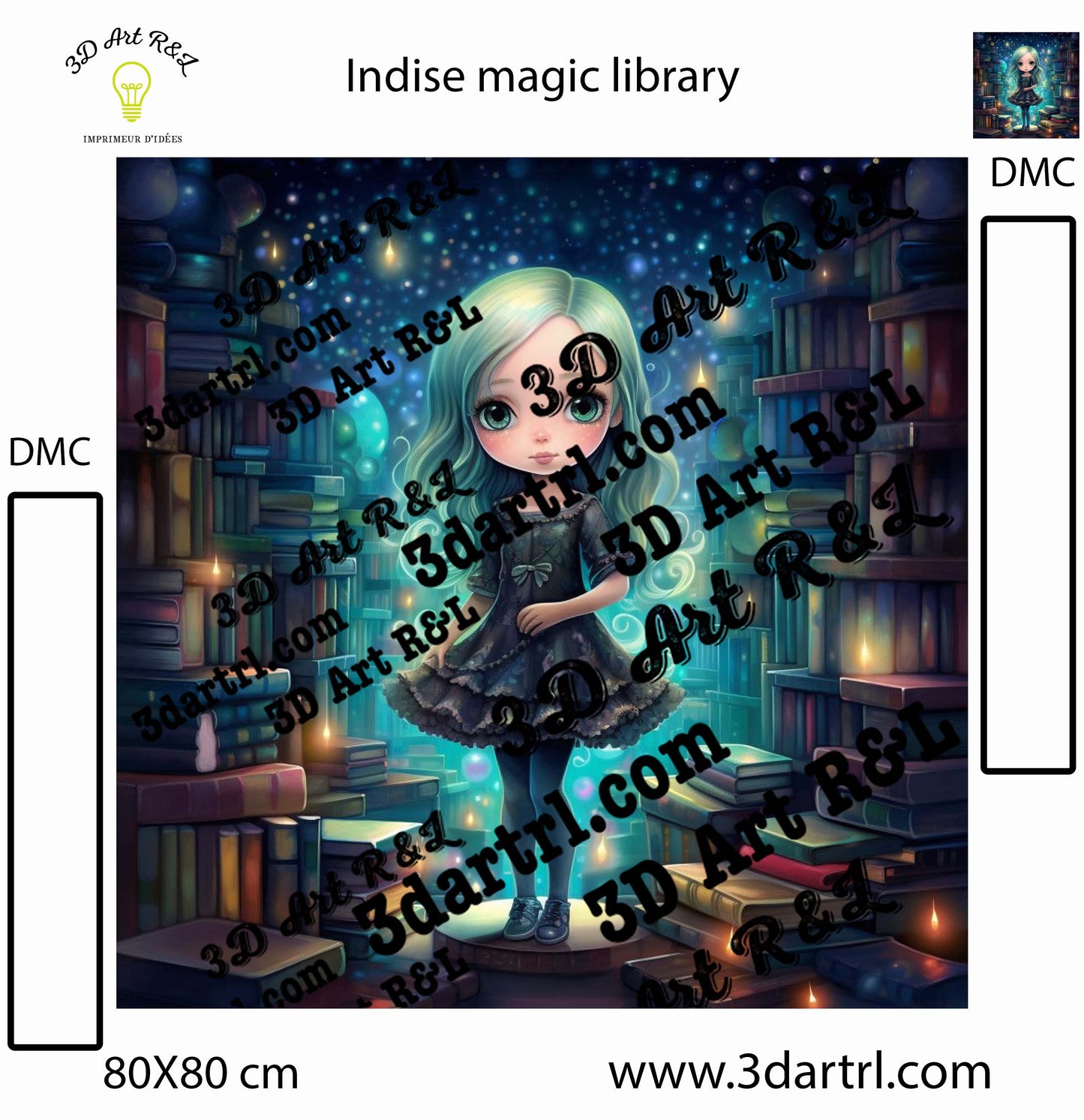 Indise magic library 90 X 90 cm