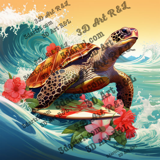 Turtle surfer 70x70 cm
