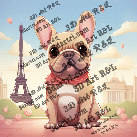 I Love French dog, 60 X 60 cm